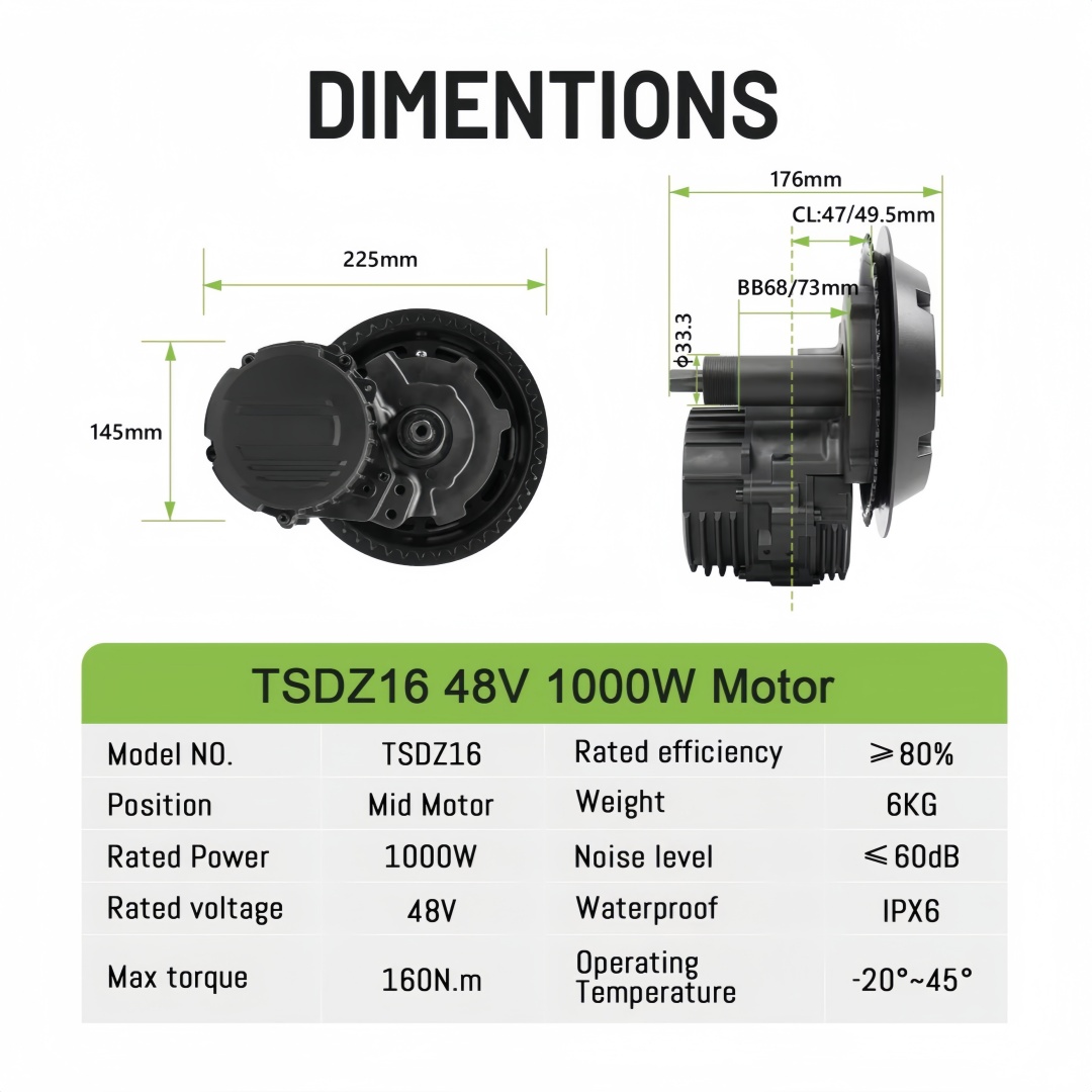 TONGSHENG TSDZ16 48V 1000W電動自転 - Mid Drive Conversion Kit 1000W のレビューと価格