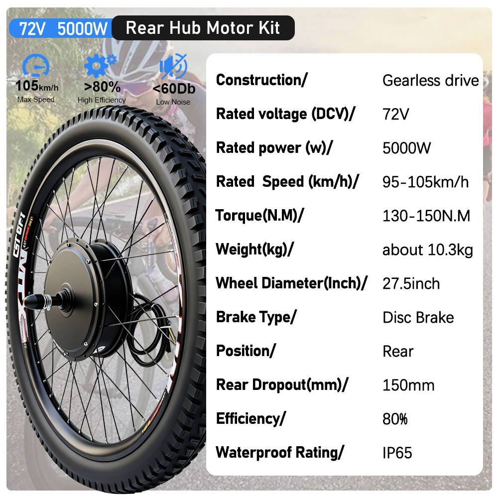 MTX電動自転車変換キット 72V 5000W リアブラシレ - 5000W Hub Motor Kit 72V のレビューと価格