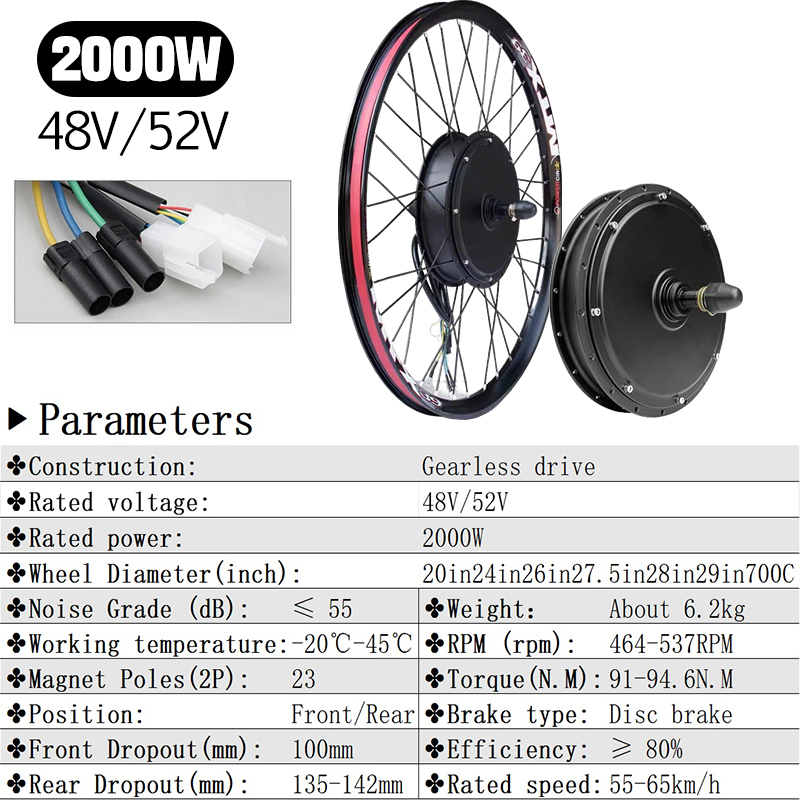 72V 5000W E-バイク変換キット ブラシレスギアレス - 5000W Hub Motor Kit 72V のレビューと価格